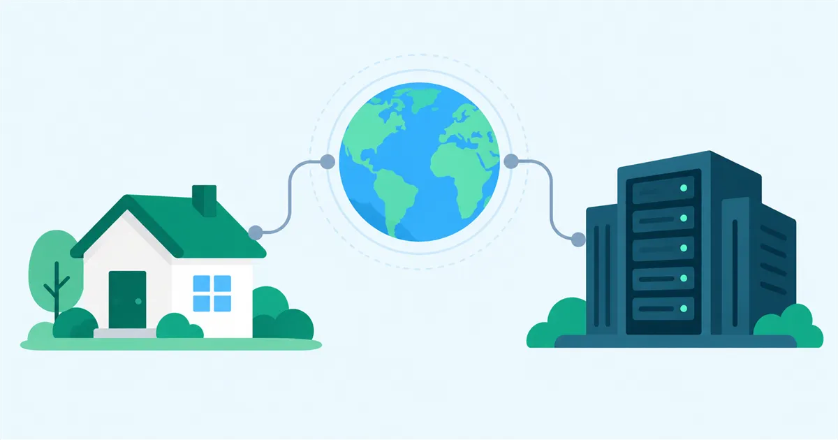 A house and a data center connected separately to the internet